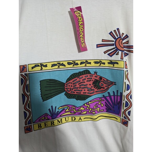 Bananas Of  Bermuda Vintage Fish Graphic T Shirt Single Stitch Medium Unisex NWT - Picture 6 of 8